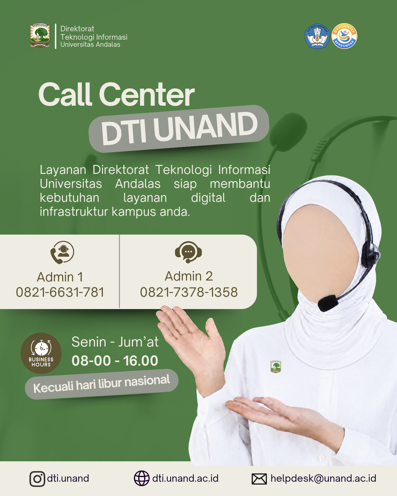 Tingkatkan Kualitas Layanan Bantuan, DTI UNAND Sediakan Dua Kanal Kontak Resmi