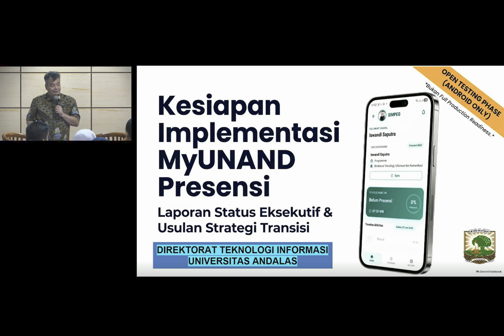 DTI dan Direktorat SDM Unand Gelar Sosialisasi MyUNAND Presensi Berbasis Multiplatform