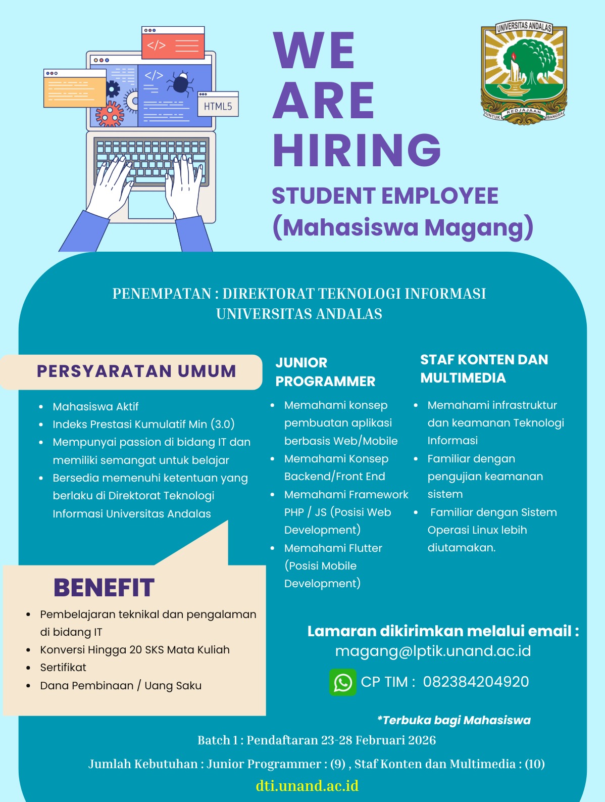 Contoh tampilan akun email institusi